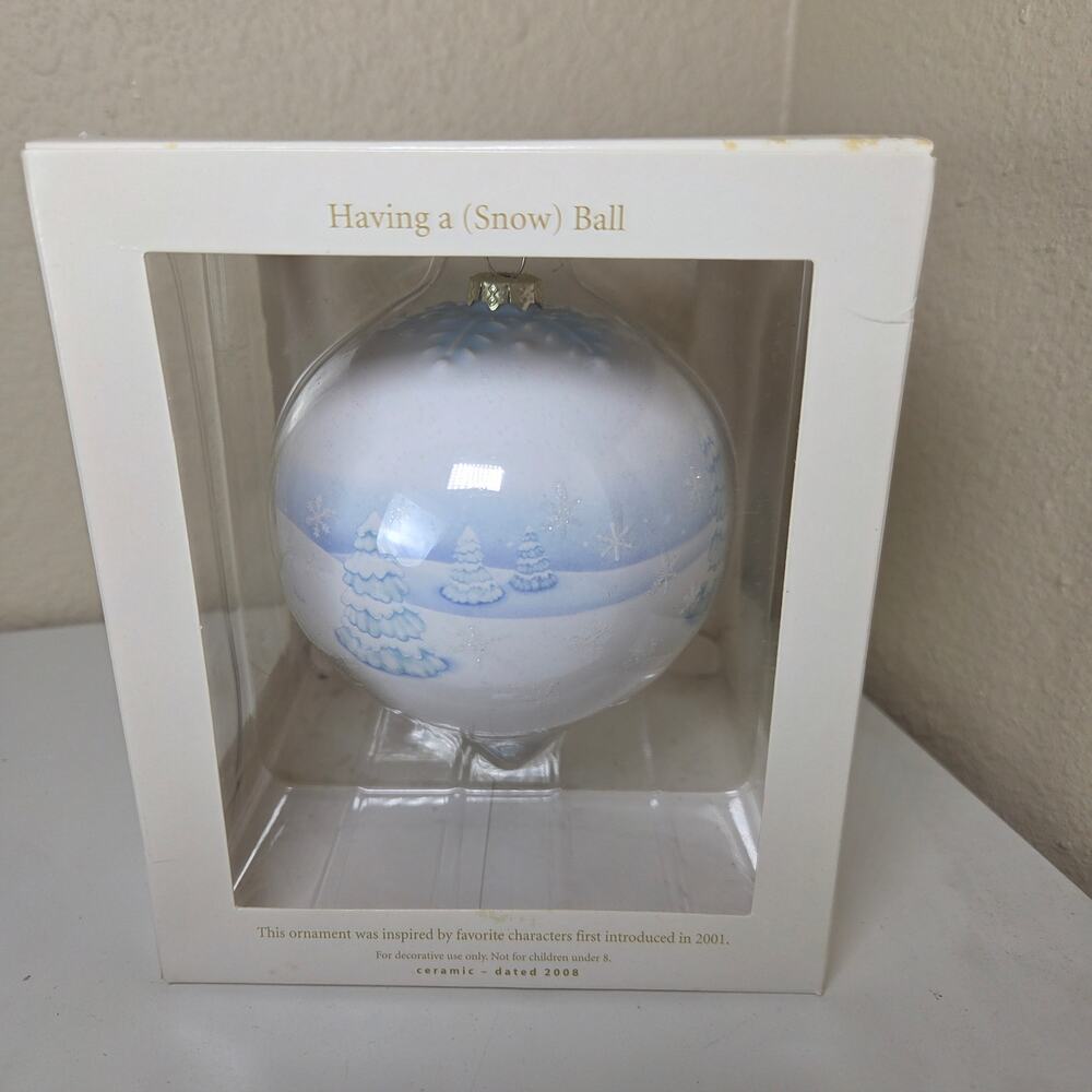 Hallmark Keepsake 2008 Having a Snowball Ceramic Christmas Ornament Penguins - Picture 3 of 5